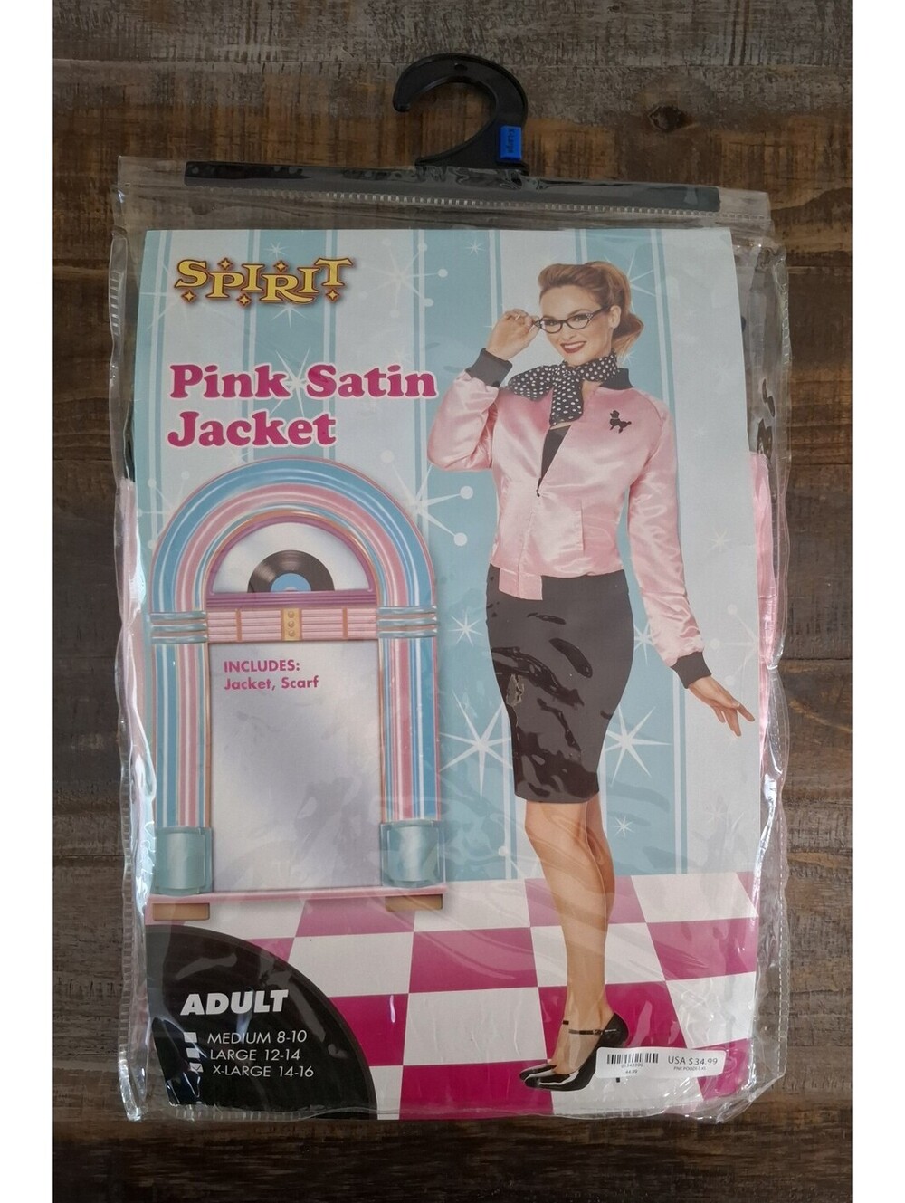 Women's Pink Satin Jacket Adult Halloween Costume Size X-Large 14-16 Pink Ladies